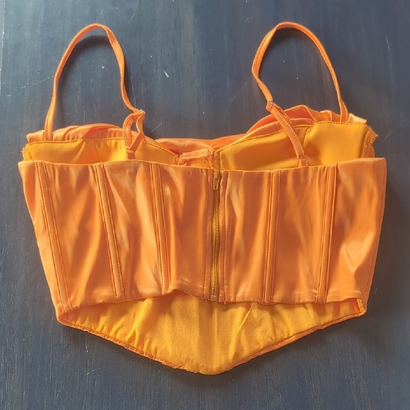 SHEIN Vibrant Orange Satin Bra Top - Picture 3 of 4